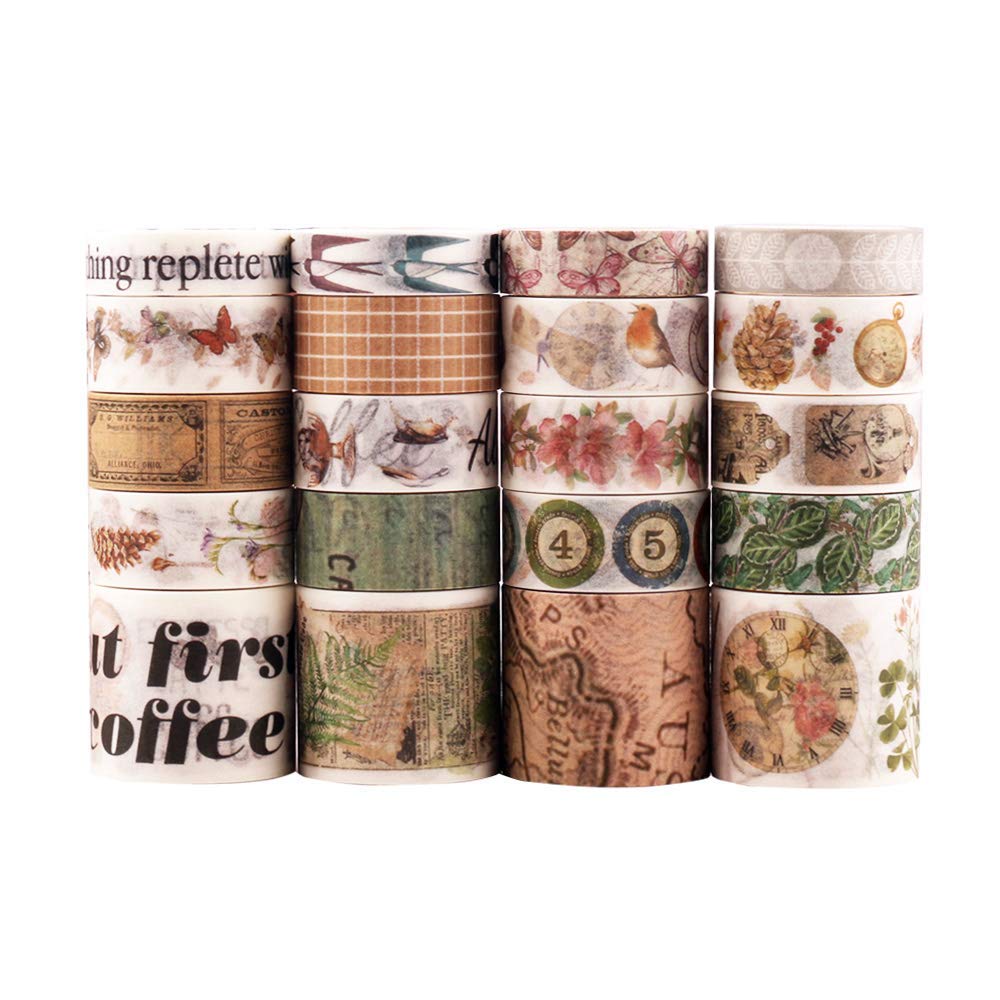 HASTHIP 20 Rolls Washi Tape Set, Ocean Collection Tape with 3 Sizes 10/15/30mm, Sea-Blue Style Decorative Masking Tapes for DIY Crafts Arts Scrapbooking Bullet Journal Planners (Brown) HASTHIP 20 Rolls Washi Tape Set, Ocean Collection Tape with 3 Sizes 10/15/30mm, Sea-Blue Style Decorative Masking Tapes for DIY Crafts Arts Scrapbooking Bullet Journal Planners (Brown)